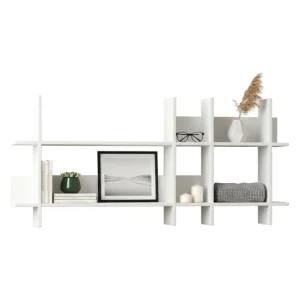 Estanterí Dmacerat, Estante, Estante de pared, Estanterías multiusos, 150x22h70 cm, Blanco