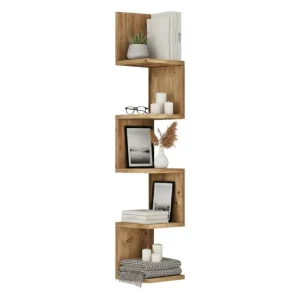 Estanterí Dmencacc, Estante, Estante de pared, Estanterías multiusos, 22x22h117 cm, Roble