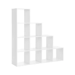 EstanterÍ en forma de escalera con 10 cubos, Estante de exhibición de madera, Adecuado para estudio, sala de estar y dormi...
