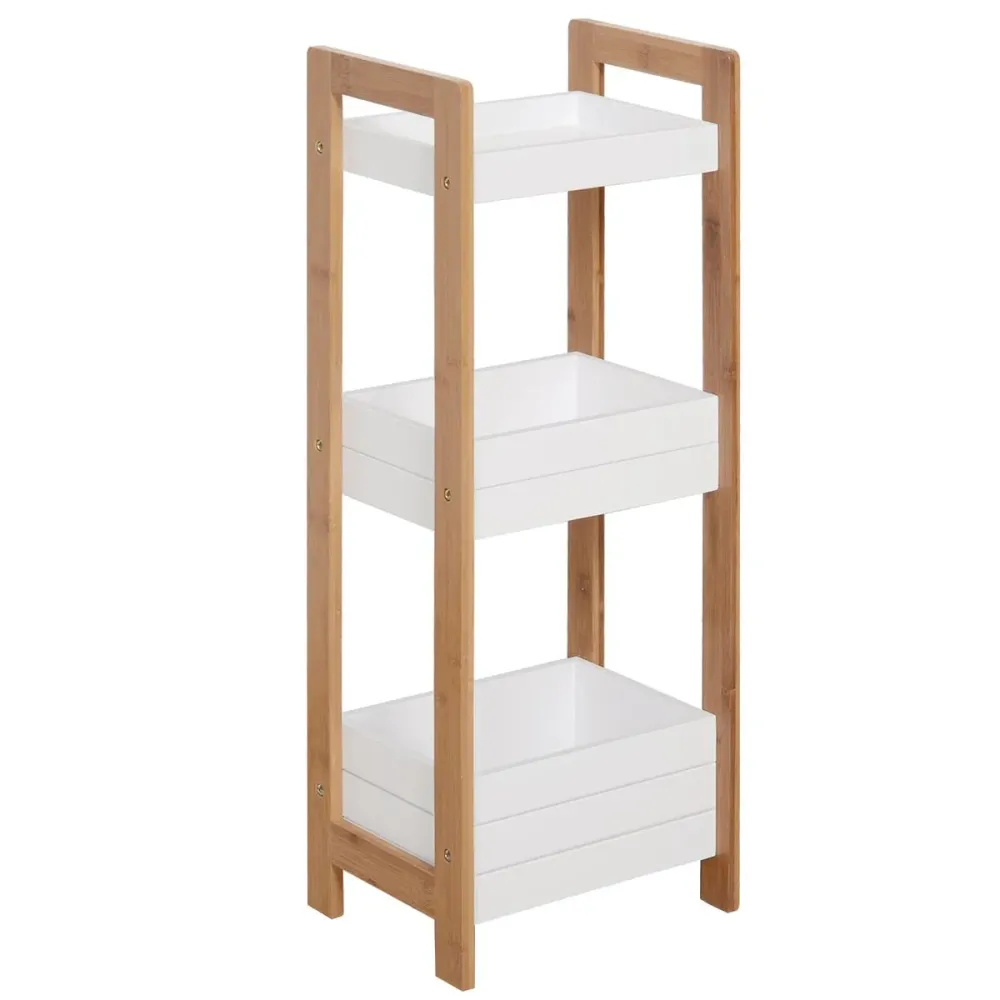 Estanterí Huby Homcom 3 estantes blanco/natural 74x27,5x20,8 cm