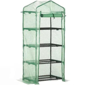 Outsunny Invernadero de Jardín con 4 Estantes y Cubierta de PE Tipo Caseta de Tubo Acero Vivero Casero para Cultivo de Pla...