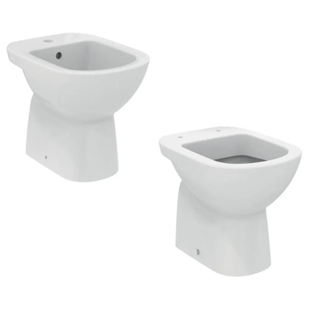 Sanitari distanziati da parete con sedile chiusura tradizionale collezione Life Impecable Standard- scarico terra