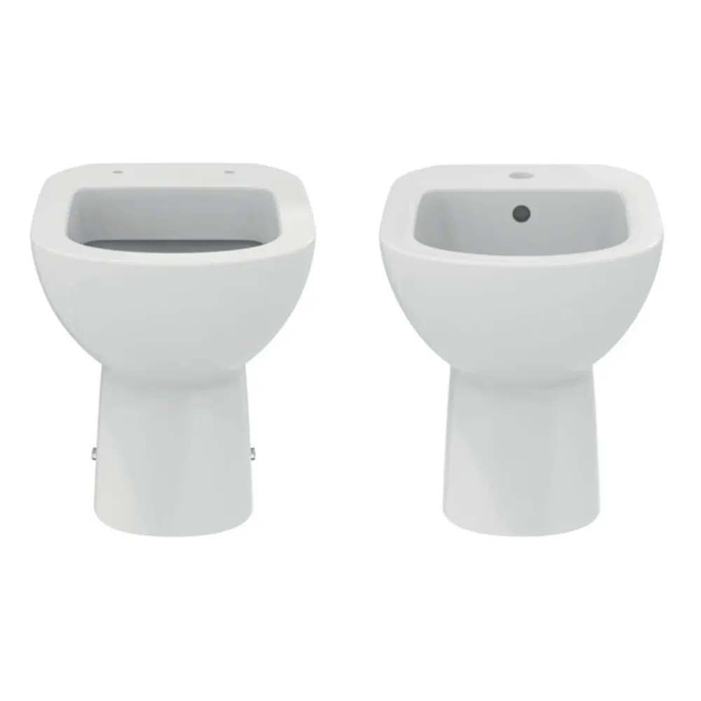Sanitari distanziati da parete con sedile chiusura tradizionale collezione Life Impecable Standard- scarico terra