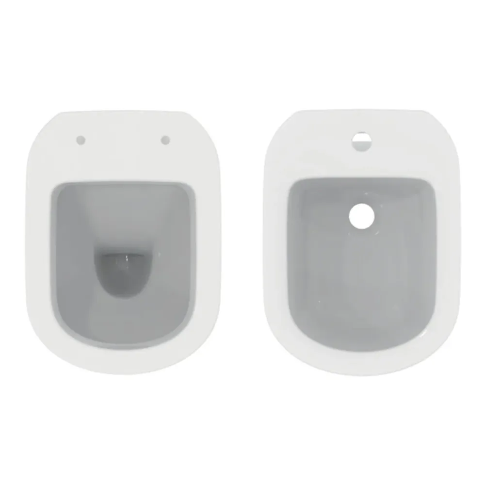 Sanitari distanziati da parete con sedile chiusura tradizionale collezione Life Impecable Standard- scarico terra