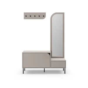 Estanterí de Pared Mueble recibidor zapatero crema con espejo BEA