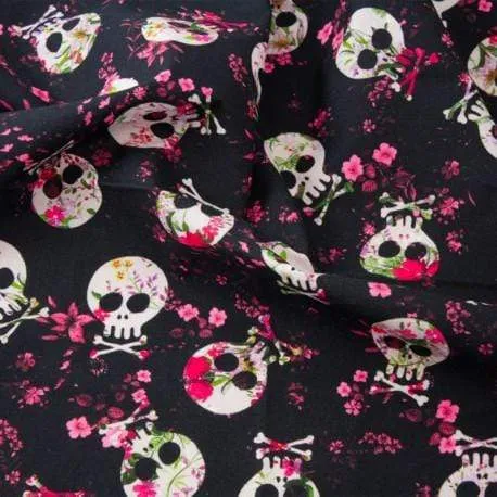 Tela Indigo pretty skull percal 100% algodón 1249288