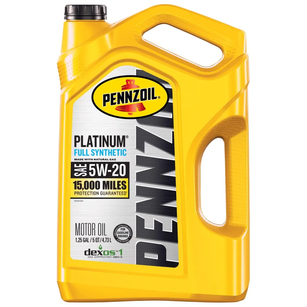 Aceite sintético para motor de gasolina Pennzoil Platinum 5W-20, 5 qt, paquete de 1 (paquete de 3)