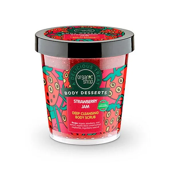 Exfoliante corporal de Limpieza Profunda mermelada de fresa Orgánico Shop 450 ml