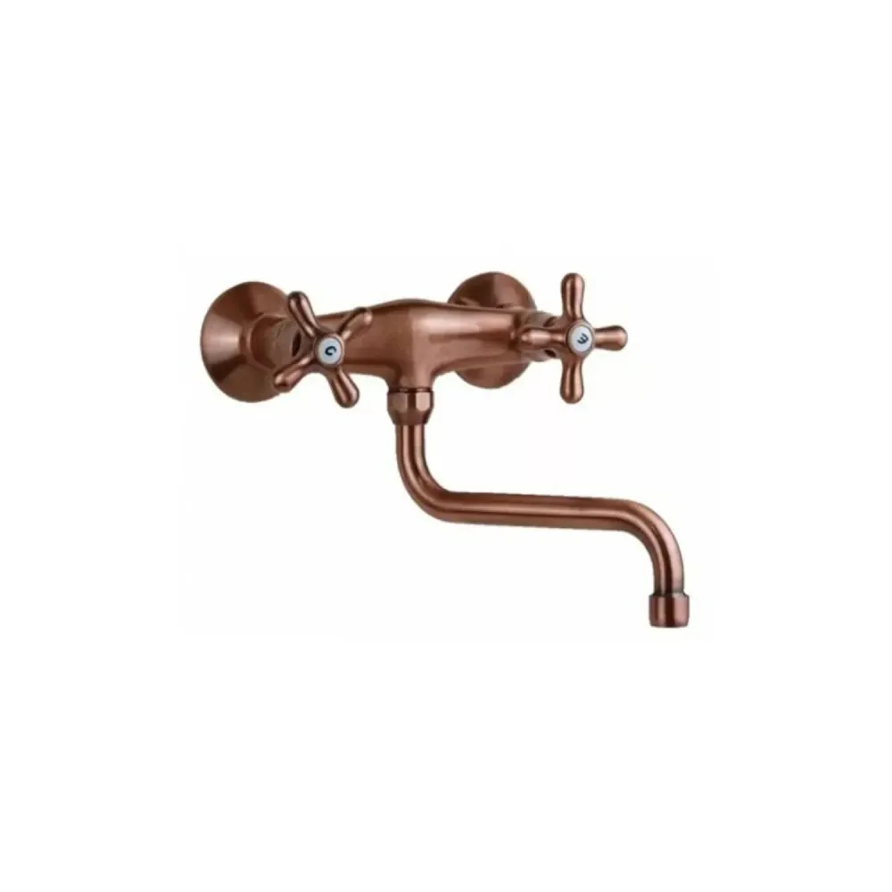 Gruppo lavello muro con canna "S" orientabile Paffoni serie Iris - Ramato