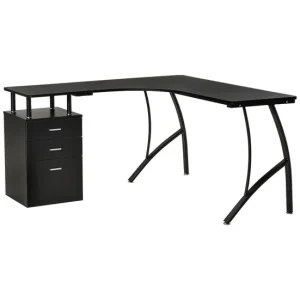 HOMCOM Escritorio Esquinero para Ordenador Escritorio en Forma de L con 3 Cajones Mesa Moderna para Oficina Estudio 143,5x...