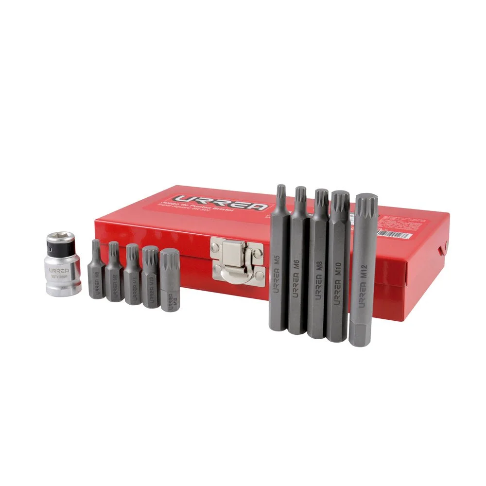 Juego de puntas bristol hexágono de 3/8" con adaptador, 11 piezas urrea.