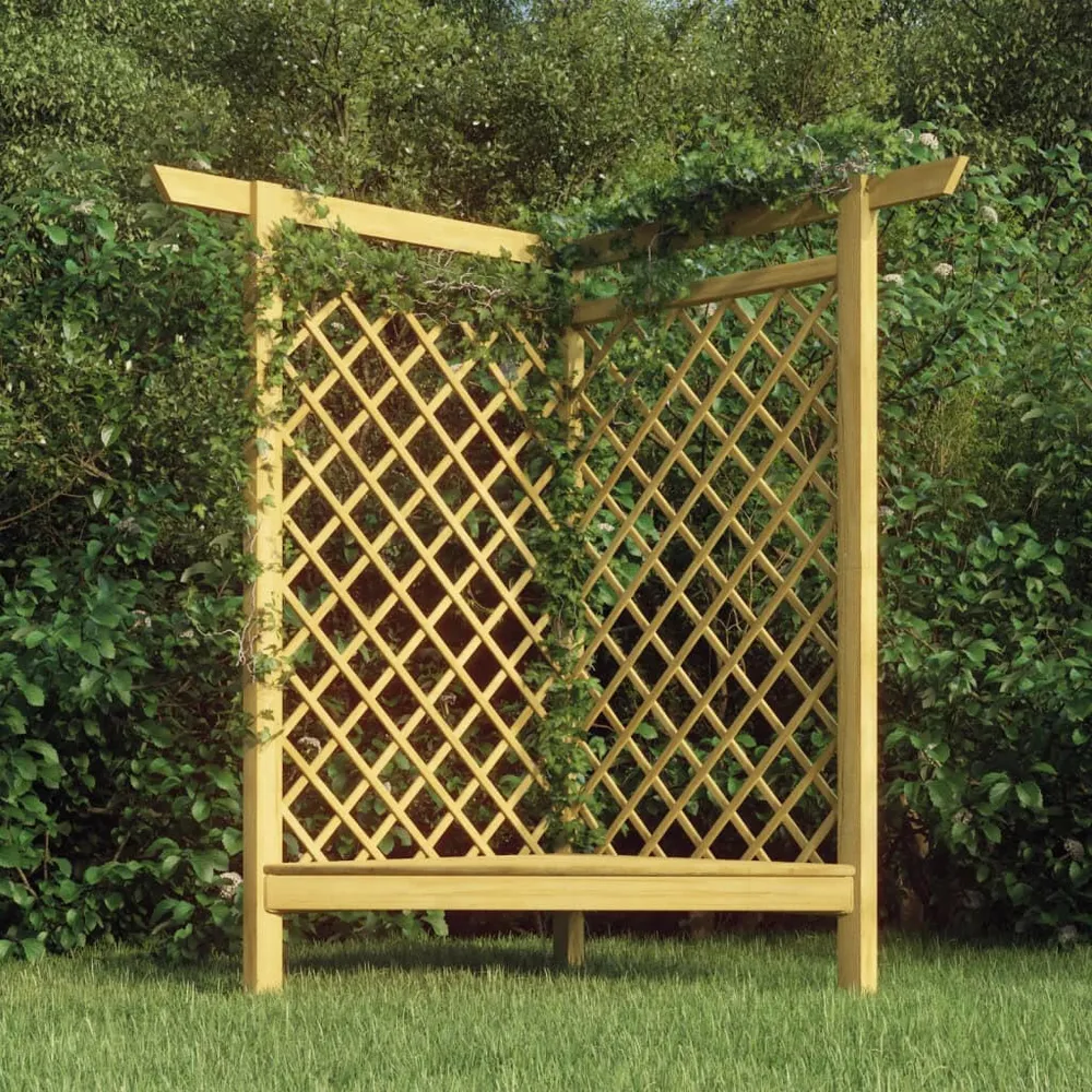 Pérgola de esquina con banco | 166 () x 81 (Pr) x 174 (Al) | Grenova