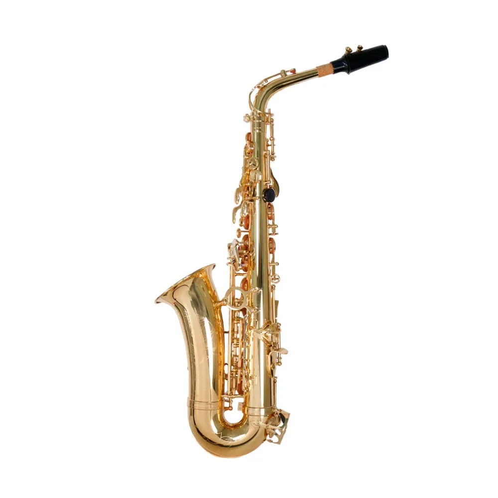 Saxofón alto BENJAMIN ADAMS, Afinado en Eib, creado en latón amarillo con un acabado laqueado dorado duradero, elegante gr...