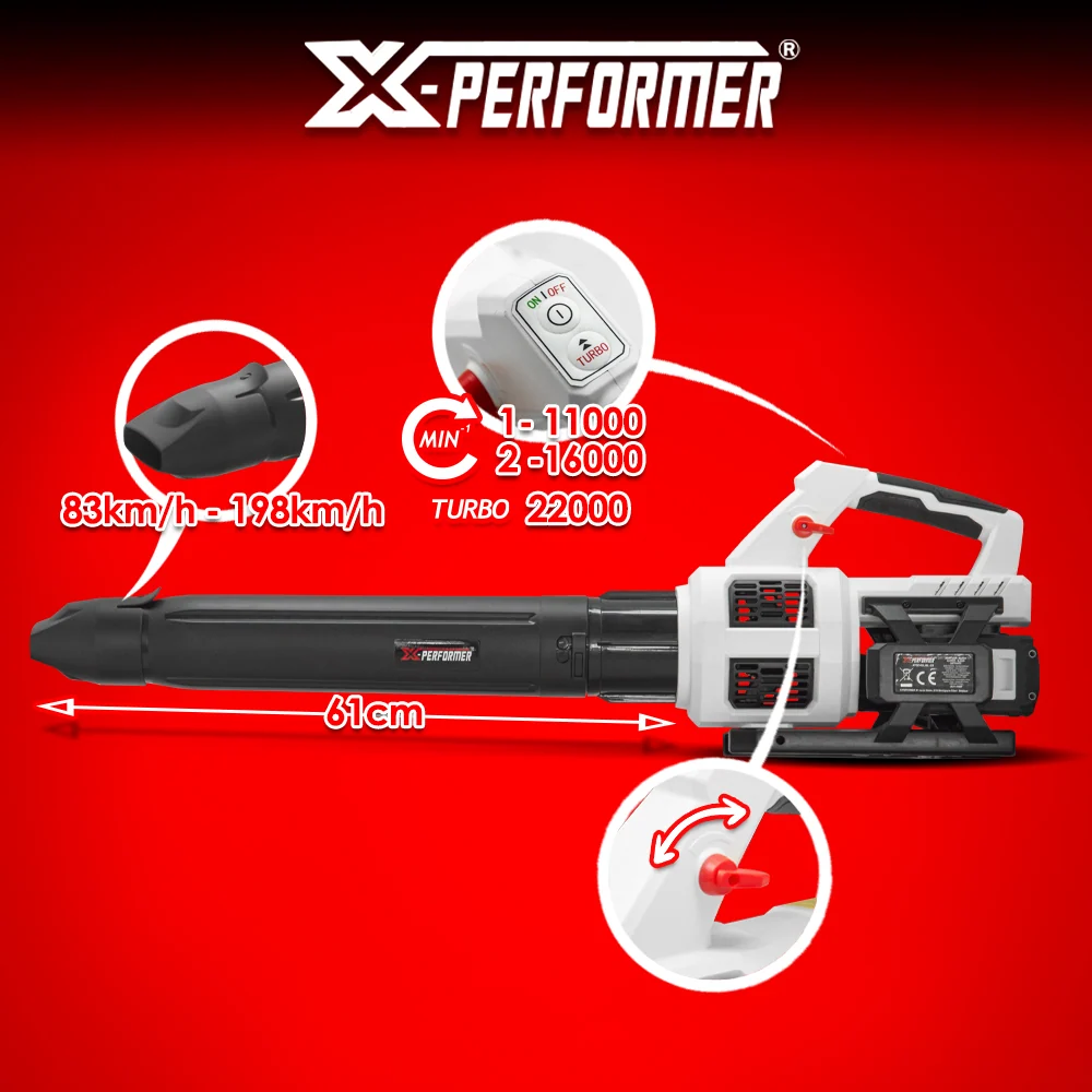 Souffleur sur batterie 2x20V – vitesse Turbo 198 km/h – sans batterie – X-Performer