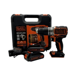Taladro percutor Black+Decker BL188KB Sin escobillas - 18 V 2 bat. 1,5 Ah y maletín