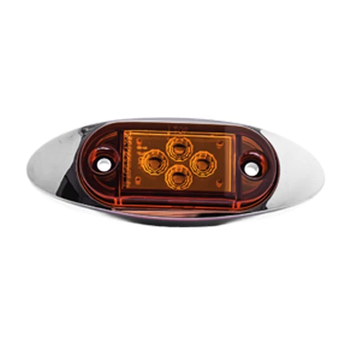 Faro Lateral Ovalado 04Led 2.6" X 1" Cromado 12/24V Gpc-629-Am Ambar