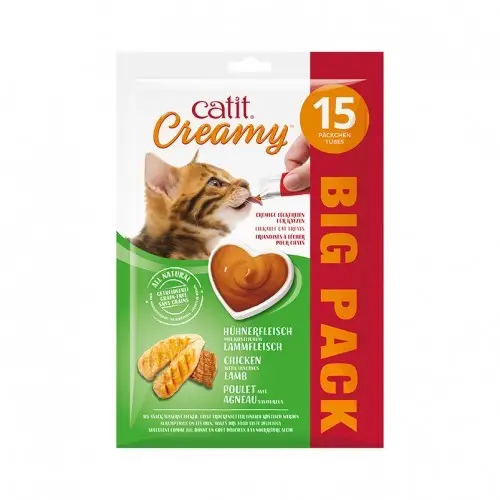 Catit Creamy Snack Pollo y Cordero Pack 15X10 g para Elevación Segura