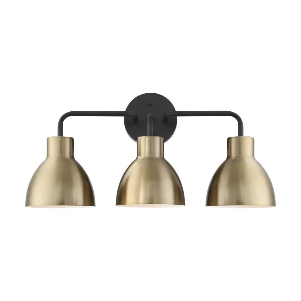 Tocador 3 luces sloan satco negro mate y laton bruñido con Longitud de 20 Metros