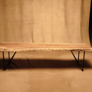 Banco de Madera Maciza Natural con Patas de Acero Estilo Industrial