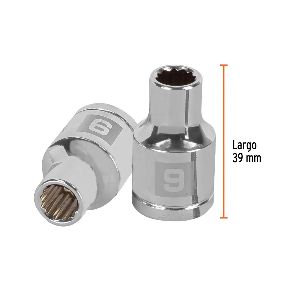 Calibración Profesional DADO CUADRO 1/2' ESTRIADO METRICO 9MM