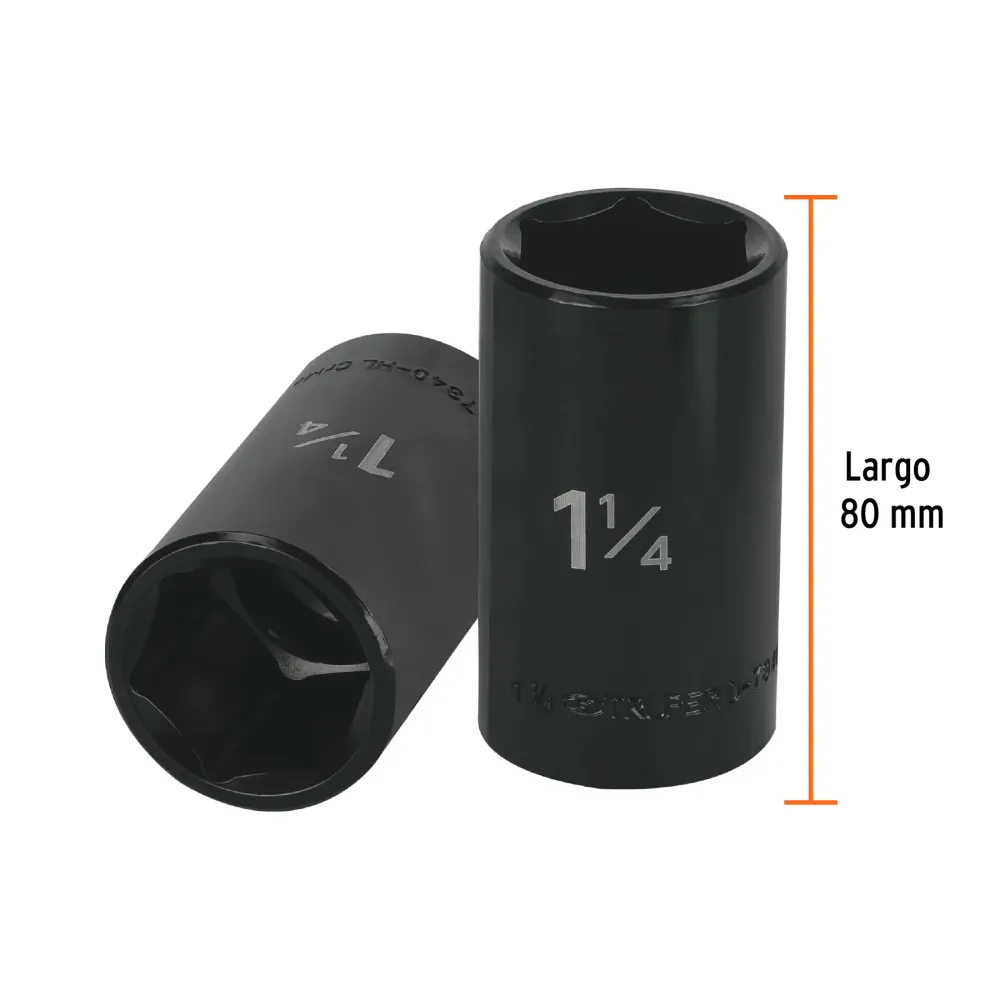 DADO LARGO IMPACTO DE 1-1/4', 6 PUNTAS, CUADRO 1/2', TRUPER