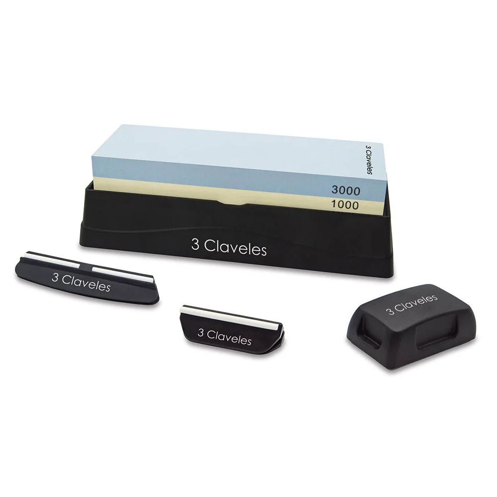 PIEDRA PARA AFILAR 1000/3000 CON BASE, DOS GUIAS Y RECTIFICADOR 3 CLAVELES
