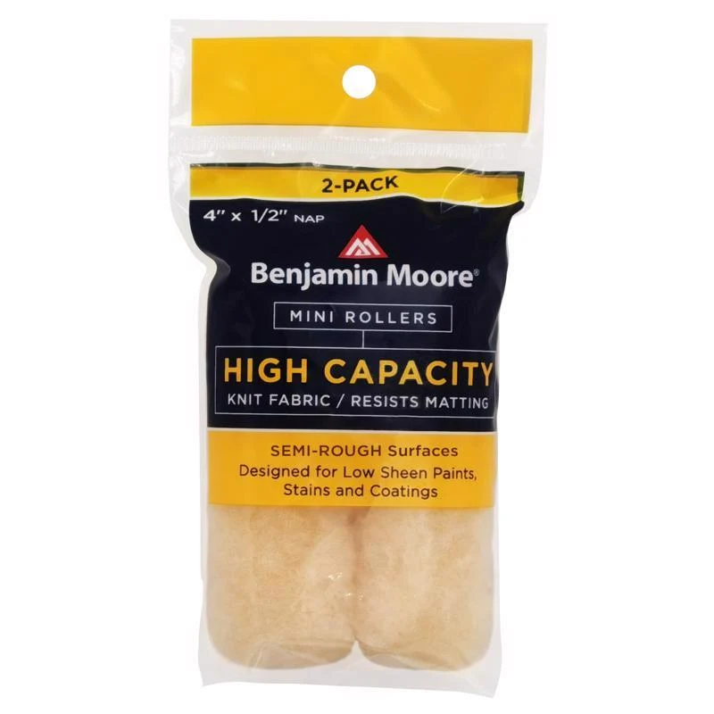 Benjamin Moore - Rodillo de lana de 4 pulg. de ancho x 1/2 pulg., paquete de 2