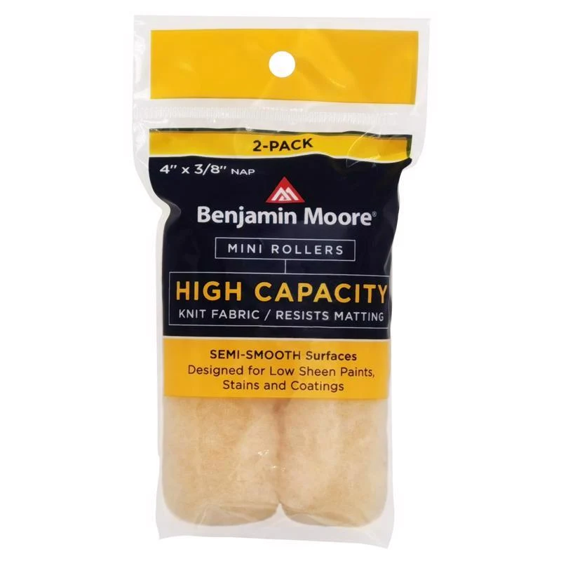 Benjamin Moore - Rodillo de lana de 4 pulg. de ancho x 3/8 pulg., paquete de 2