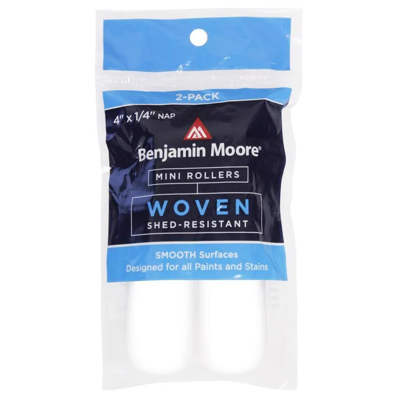 Benjamin Moore - Rodillo pequeño tejido de 4 pulg. de ancho y 1/4 pulg., paquete de 2