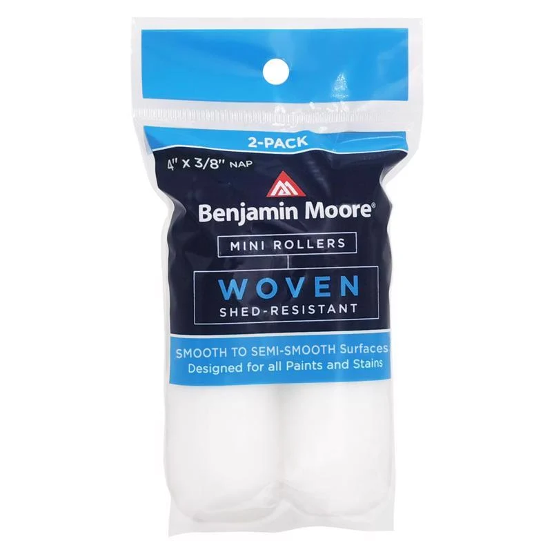 Benjamin Moore - Rodillo pequeño tejido de 4 pulg. de ancho y 3/8 pulg., paquete de 2