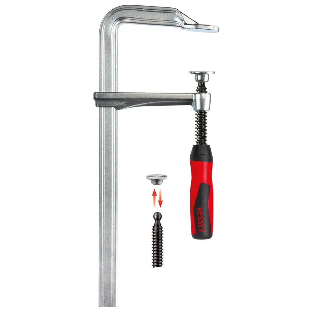 Bessey GZ30-12-2K - Tornillo de apriete todo acero con mango bicomponente Bessey GZ 300/120
