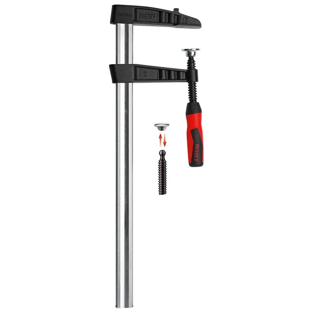 Bessey TGK150-2K - Tornillo de apriete reforzado con mango bicomponente TGK 1500/120
