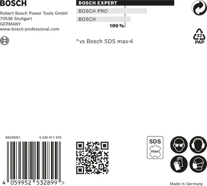BOSCH martillo perforador Expert SDS max-8X Ø 16 mm trabajo l.400 mm l.540 mm ( 4000909896 )