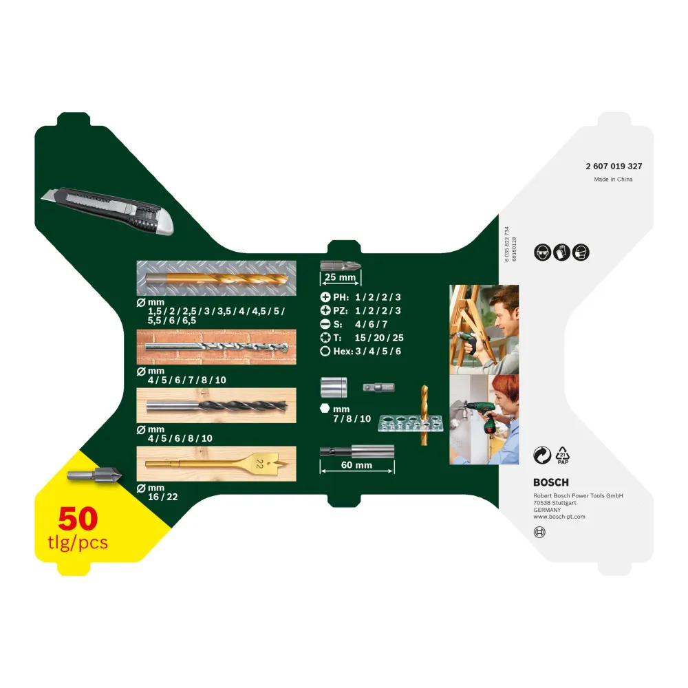 Juego de brocas para metal Bosch X-Line Titanium 50 piezas + estuche ( 2607019327 ) Bosch Grün