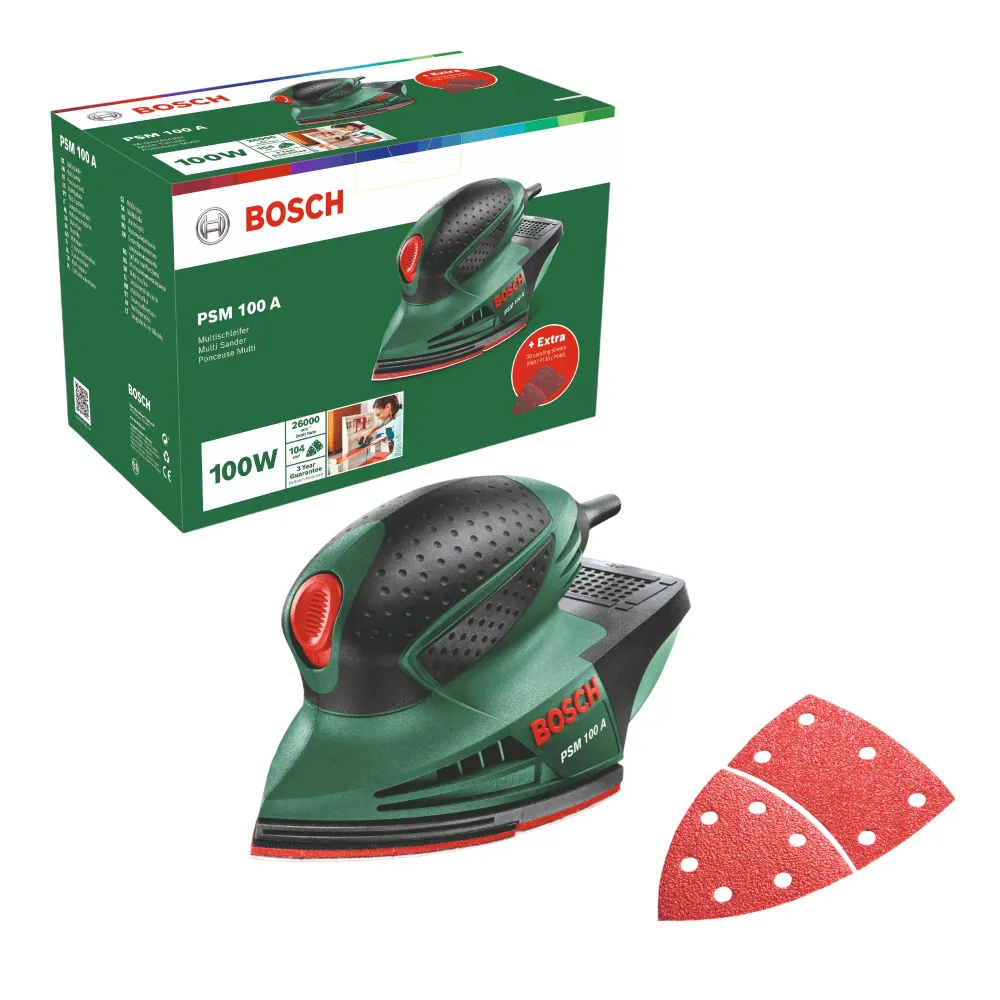 Lijadora multifunción Bosch PSM 100 , 100 vatios, 104 cm² + maletín (06033B7000) Bosch Grün