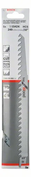 Hoja de sierra de sable BOSCH S 1542 K Longitud 240 mm Anchura 19 mm ( 8000343821 )