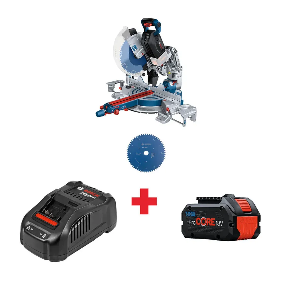 Ingleteadora Inalambrica 18V GCM18V-305GDC 2000W + 1 Cargador GAL1880 + 1 Baterí ProCore 18V 8AhMarca Bosch