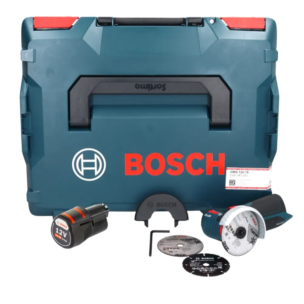 Amoladora angular baterí Bosch GWS 12V-76 Professional 12 V 76 mm sin escobillas + 1x baterí 3.0 Ah + L-Boxx - sin cargado...