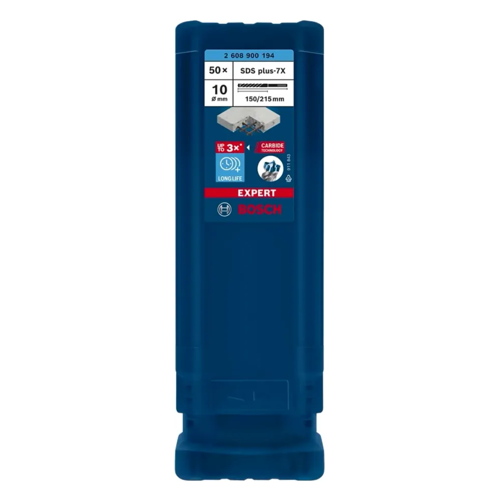 Bosch Expert SDS plus 7X taladro percutor 10,0 x 215 mm 50 piezas (2608900194) 4 filos Tecnologí de carburo Bosch Professi...