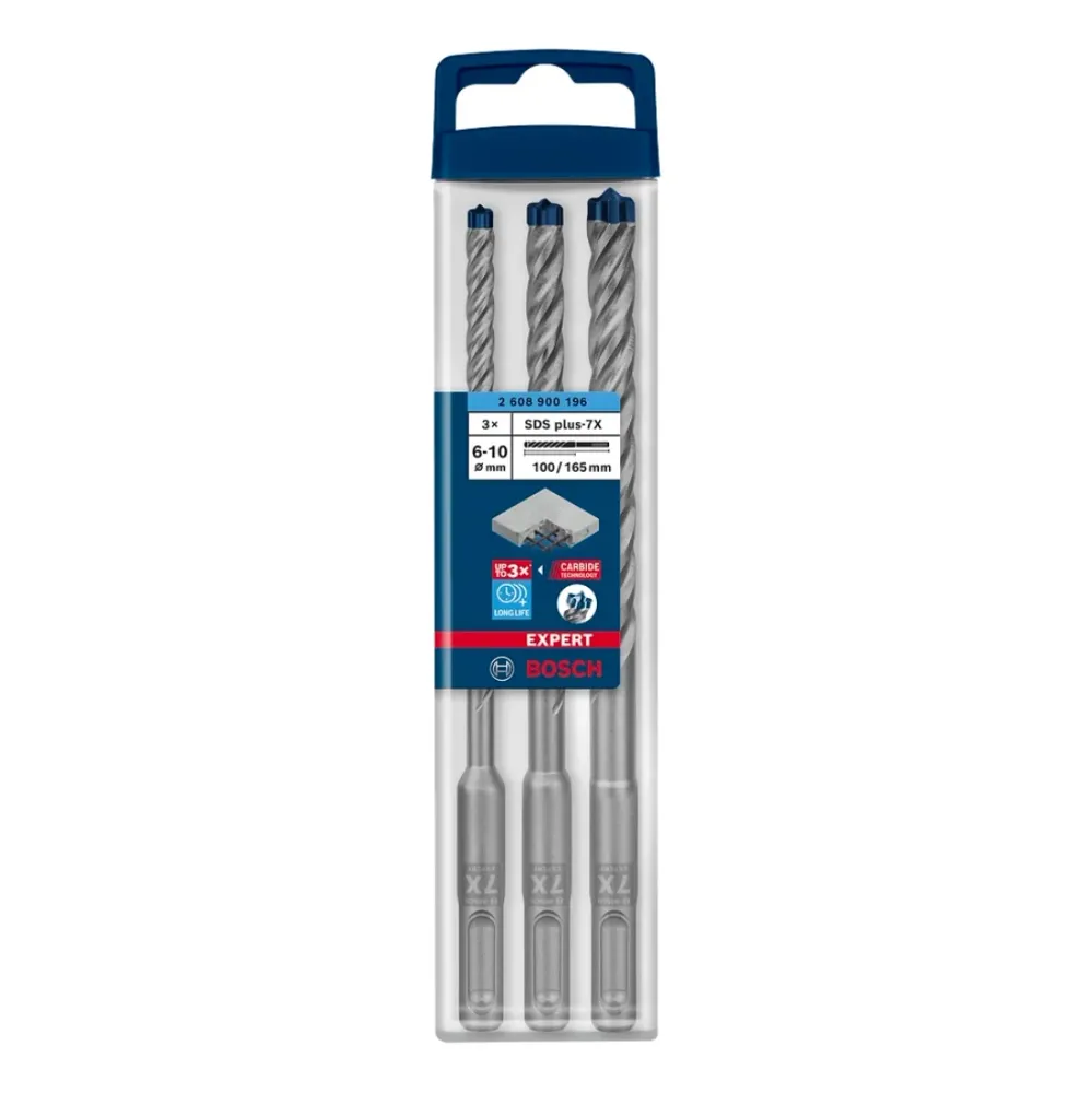 Bosch EXPERT SDS Plus-7X juego de taladro percutor 6 / 8 / 10 mm 3 piezas (2608900196) para hormigón / piedra - sucesor de...