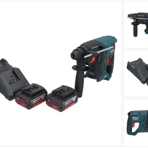 Bosch GBH 18V-21 Taladro percutor inalámbrico profesional 18 V 2,0 J SDS plus sin escobillas + 2x baterías 4,0 Ah + cargad...