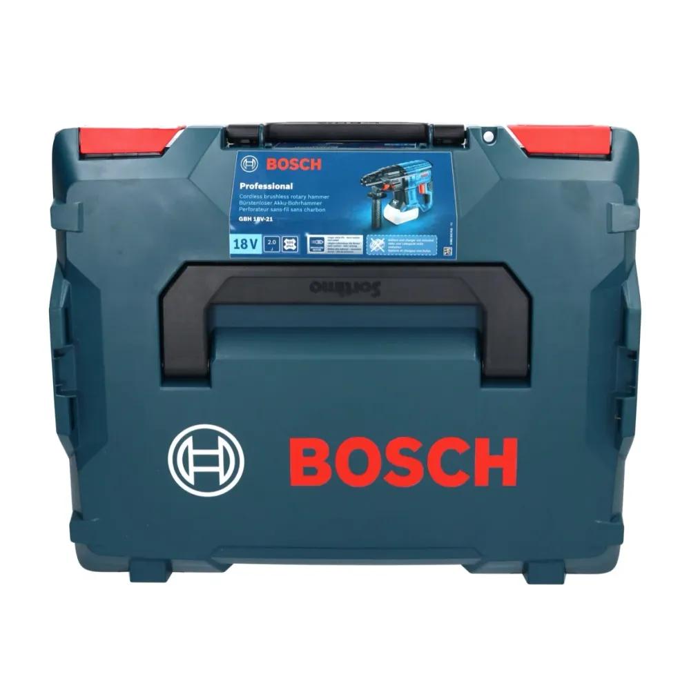 Bosch GBH 18V-21 Taladro percutor profesional sin cable 18 V 2,0 J sin escobillas + 1x baterí 4,0 Ah + cargador + L-BOXX B...