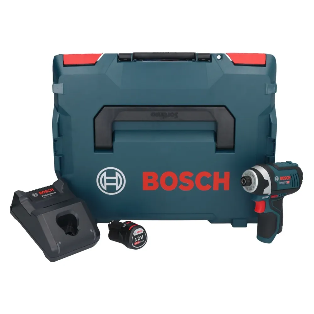 Bosch GDR 12V-105 atornillador de impacto profesional baterí de 12 V 105 Nm 1/4'' + 1x baterí 2,0 Ah + cargador + L-Boxx B...