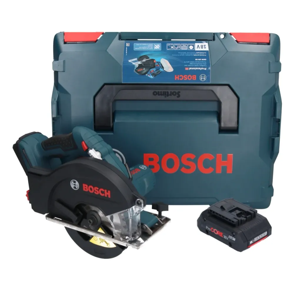 Bosch GKM 18V-50 Sierra circular profesional sin cable 18 V 136 mm + 1 acumulador ProCORE 4,0 Ah + L-Boxx - sin cargador B...