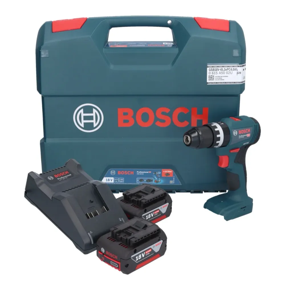 Bosch GSB 18V-45 Professional taladro percutor inalámbrico 18 V 45 Nm sin escobillas + 2x baterías 5,0 Ah + cargador + mal...