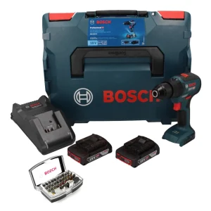 Bosch GSB 18V-55 Professional taladro percutor inalámbrico 18 V 55 Nm sin escobillas + 2 baterías 2,0 Ah + cargador + L-Bo...
