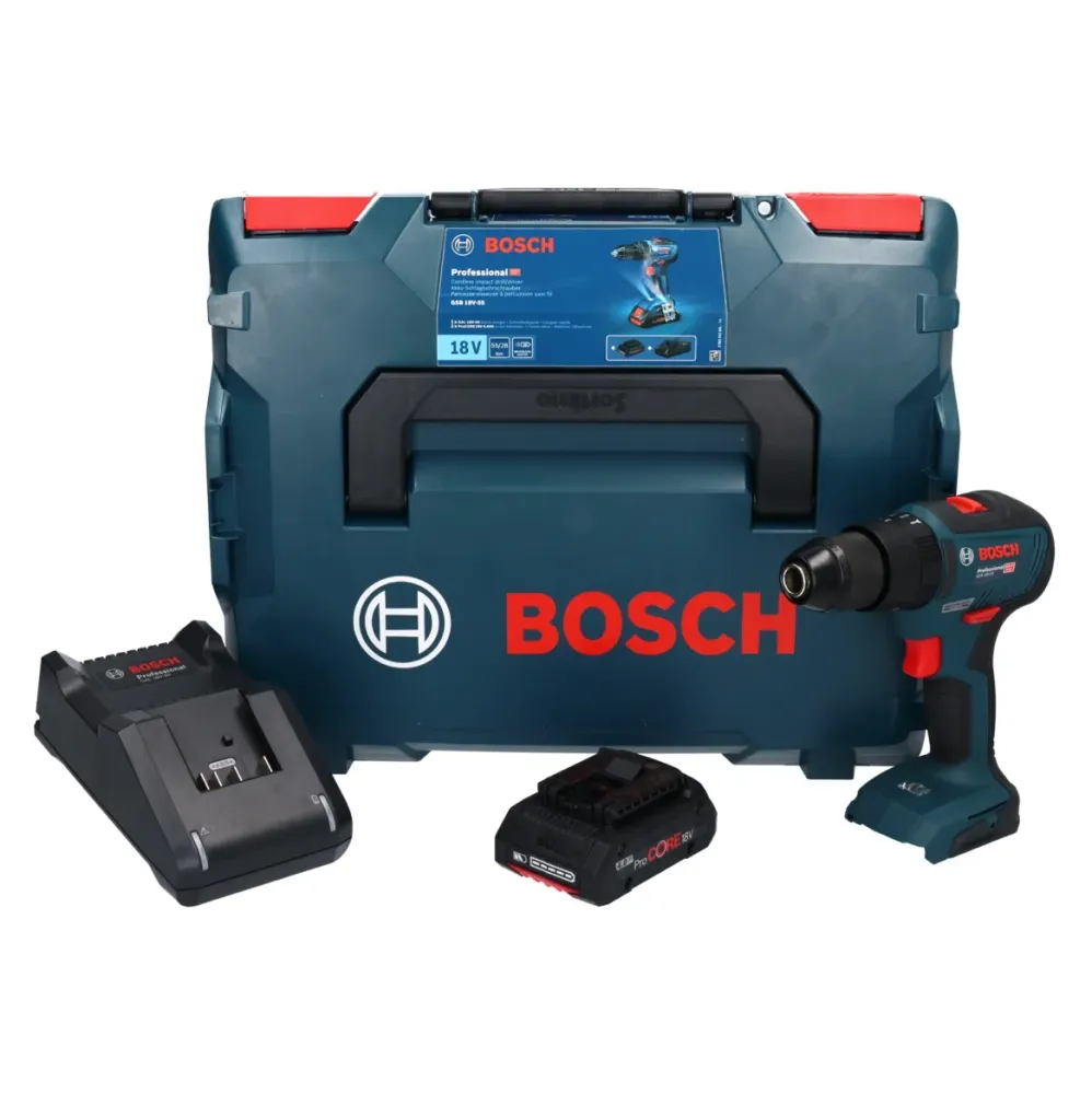 Bosch GSB 18V-55 Taladradora de percusión profesional sin cable 18 V 55 Nm sin escobillas + 1x acumulador ProCORE 4,0 Ah +...