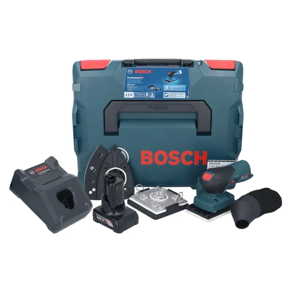 Bosch GSS 12V-13 Lijadora orbital profesional sin cable 12 V + 1x acumulador 6,0 Ah + cargador + L-BOXX Bosch Professional