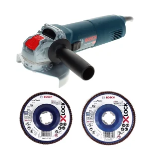 Bosch GWX 14-125 Amoladora angular profesional 1400 W 125 mm X-Lock + disco de láminas X571 K40 + disco de láminas X571 K8...