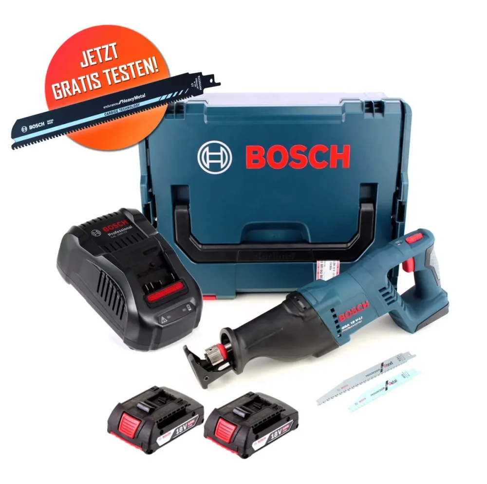 Gratis Hoja de sierra de sable Bosch Carbide Sierra de sable baterí Bosch GSA 18 V-LI 18 V + 2x baterías 2,0 Ah + cargador...